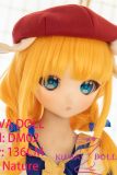 GUAVADOLL Anime Sex Doll Soft Vinyl Head+TPE Body 136cm DM02 Head Blonde Hair, Green Eyes, Red Beret