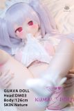 Close-up of DM03 PVC head with red anime eyes and long purple hair