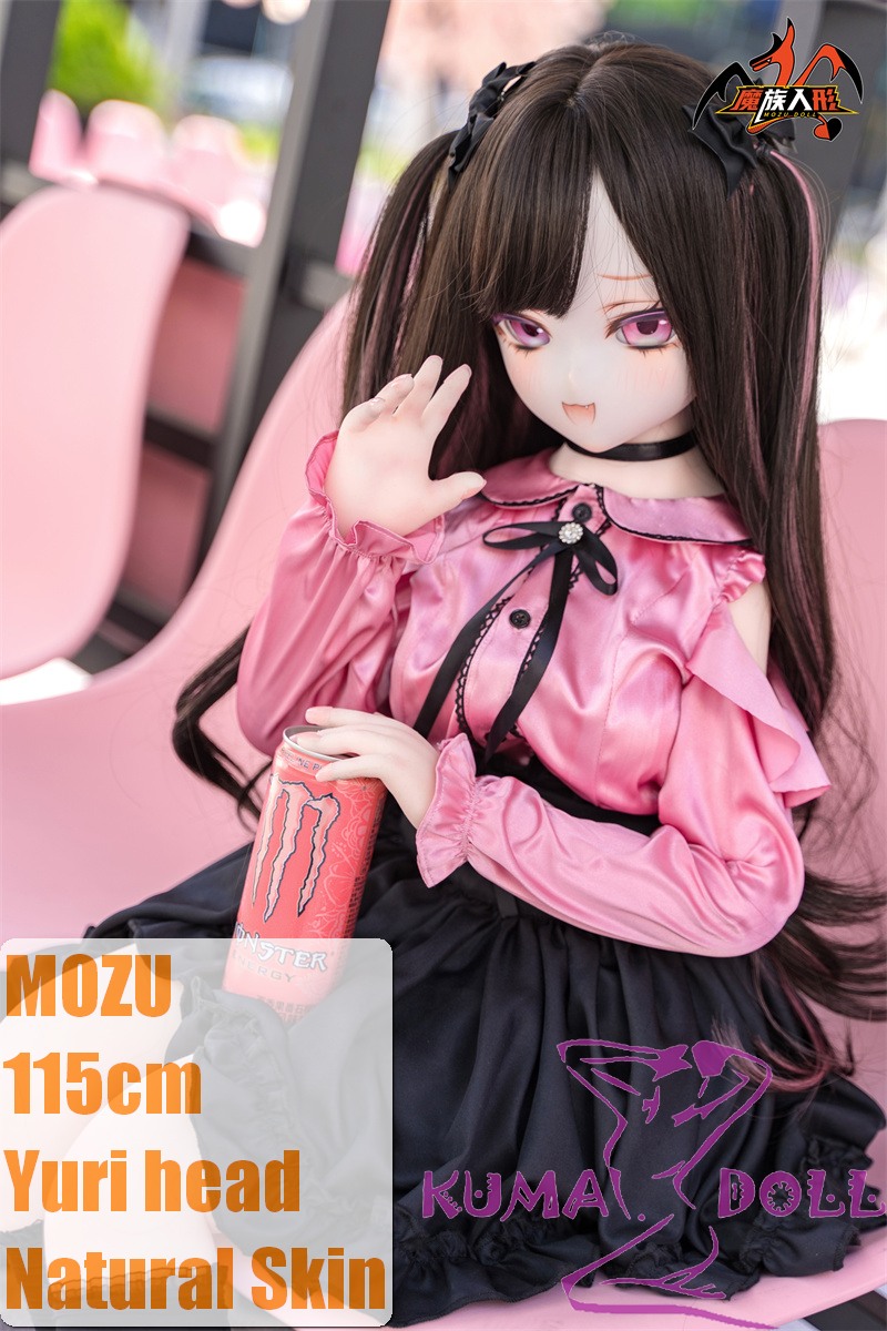 MOZU DOLL 115cm Soft Vinyl Yuri Head with Light Weight TPE Body Easy to Store and Use Pink-Eyed Kuromi Girl in Pink Shirt
