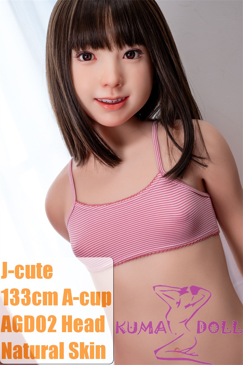 J-cute doll 133cm AA-cup AGD19 head sex doll full silicone material in Red Striped Swimsuit