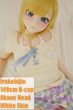 149cm Irokebijin sex doll with Akane head wearing yellow top and blue skirt
