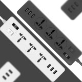 CE认证 家用宿舍办公排插 多功能智能接线板插座 英规插头+万能插孔 黑色1个 3孔位+3 USB插口