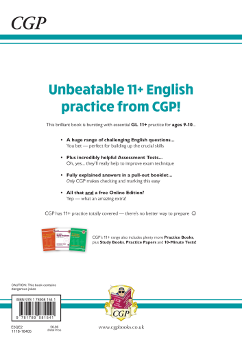 CGP 11+ GL English Practice Book & Assessment Tests - Ages 9-10 (with Online Edition)