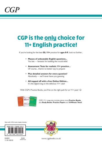 CGP 11+ GL English Practice Book & Assessment Tests - Ages 8-9 (with Online Edition)