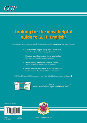 CGP 11+ GL English Study Book (with Parents’ Guide & Online Edition) Age 10-11