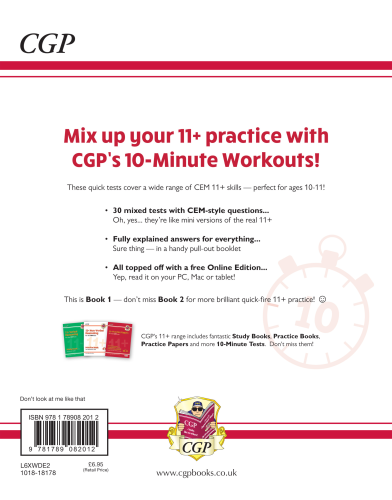 CGP 11+ CEM 10-Minute Tests: Mixed Workouts - Ages 10-11 Book 1 (with Online Edition)