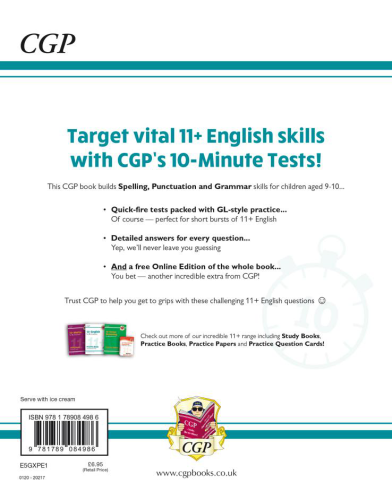 CGP New 11+ GL 10-Minute Tests: English Spelling, Punctuation & Grammar - Ages 9-10 (with Onl Ed)