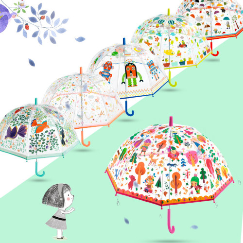 法国Djeco儿童雨伞设计师款蘑菇雨伞透明雨伞男女孩礼物