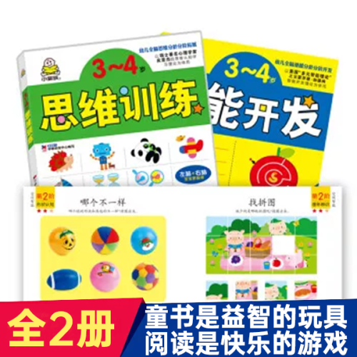 3-4岁宝宝智力开发游戏书：潜能开发+思维训练（套装全2册） [3-6岁]