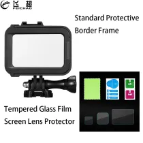 FEICHAO For GoPro Hero 8 Black Standard Protective Border Frame Housing Case Cover Cold Shoe Mount Tempered Glass Film Screen Protector