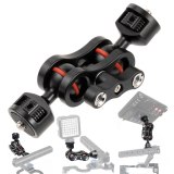 FEICHAO Double Ball Head Mount Adapter Magic Arm 360 Rotation Articulating Clamp 1/4'' Screw for SLR Camera Monitor Light Stand Bracket