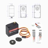 FEICHAO Dual Ball Bearing Robot Servo 15kg 180°/270°/360° Metal Gear Digital Servo with Long and Short Straight Bracket Holder