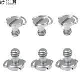 FEICHAO 6x 1/4  Tripod Screws D-Ring Stainless Steel Quick Release Plate Adapter for DSLR Camera Monopod Light Photo Studio Accessories