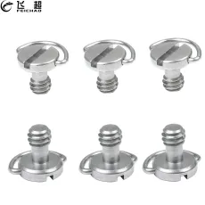 FEICHAO 6x 1/4  Tripod Screws D-Ring Stainless Steel Quick Release Plate Adapter for DSLR Camera Monopod Light Photo Studio Accessories