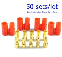 FEICHAO 50 sets 3.5mm Banana Gold Connector Plug with Housing for ESC Lipo Battery Motor + FS