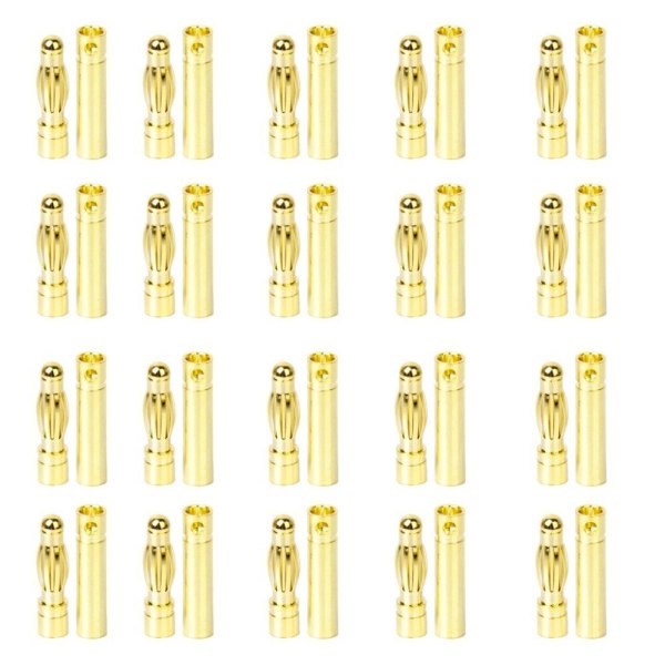 FEICHAO 20 Sets of 4mm / 2mm Banana Plug Motor Electronic Connector Female + Male -Gold