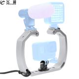 FEICHAO Dual Arm Handheld Camera Cage Stabilizer Handle Grip Lights Stand Selfie Mount Bracket for GoPro Hero 8 7 6 5 Diving Underwater