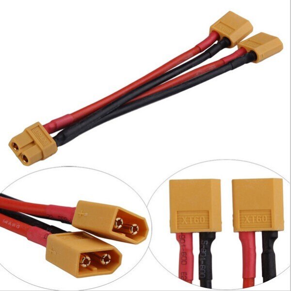 FEICHAO XT60 Parallel Battery Connector Cable Extension Y Splitter with 1 Male 2 Female Connectors Wiring Adapter for DIY RC Toy Drone