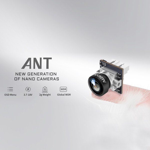 CADDXFPV Ant Nano FPV Camera 1200TVL Global WDR w/ OSD Ultra Light 1.8mm Lens 16:9/4:3 for FPV Fixed Wing Aerial Photography Drone