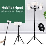 FEICHAO Multi Mobile Phones Tripod Live Broadcast Bluetooth Selfie Stick for iPhone Android Smartphone Flashlight Support Stand Mount