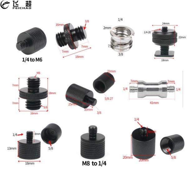 FEICHAO 1/4  3/8  5/8  M8 M6 Male to Female Thread Screw Mount Converter Adapter Mic Bracket Stand Tripod Plate SLR Camera Accessories