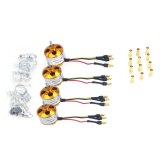 FEICHAO 4 Pcs A2212 1000KV Brushless Outrunner Motor W/ Mount with 12 Pairs 3.5MM Banana Plug ( Male and Female) Soldered FS