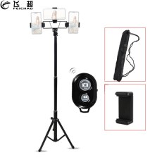 FEICHAO Multi Mobile Phones Tripod Live Broadcast Bluetooth Selfie Stick for iPhone Android Smartphone Flashlight Support Stand Mount