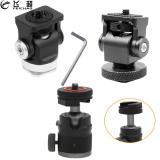 Hot Shoe Mount Mini BallHead 360 Panoramic Monitor Holder Camera Pan Tilt 1/4'' Cold Shoe Adapter for Tripod Light Flash Bracket