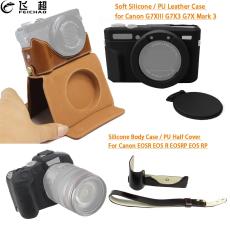 Soft Silicone Armor Body Protective Case / PU Leather Half Cover for Canon EOSR EOS R RP EOSRP Camera for G7XIII G7X3 G7X Mark 3