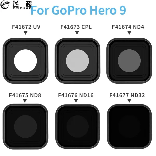 1x Action Camera Lens Filters for GoPro Hero 9 Black CPL UV ND 8 16 32 64 Square Lens Filter Accessories ND8/16/32 for GoPro9