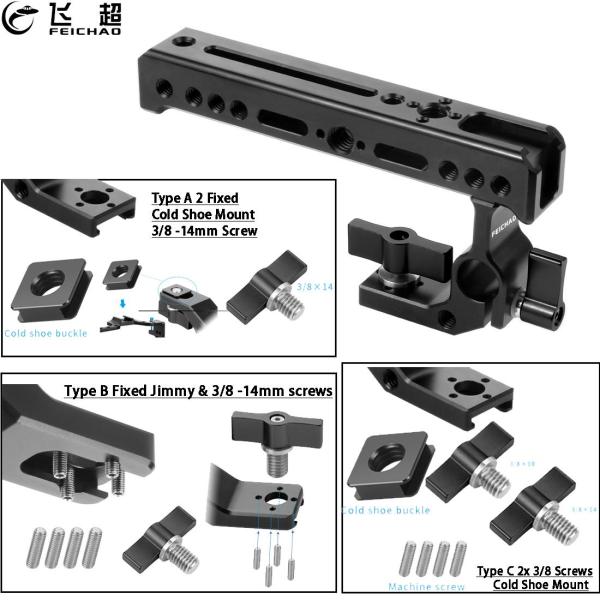 New Top Handle Grip Lifting Bracket Arri Cheese Mount 1/4 3/8 Cold Shoe Rod Clamp for Handheld Camera Cage Video Stabilizer Rig
