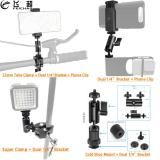Magic Arm Dual Ball Head 1/4  Mount Bracket Metal w Phone Clip &  Super Clamp Cold Shoe for Monitor Light DV DSLR for OSMO 360/GoPro 13 9 8
