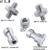 5 in 1 Durable Male Female Screw Adapter 1/4  3/8  Thread E/B Mount Set for Camera Tripod Flash Light Stand Converter Screws