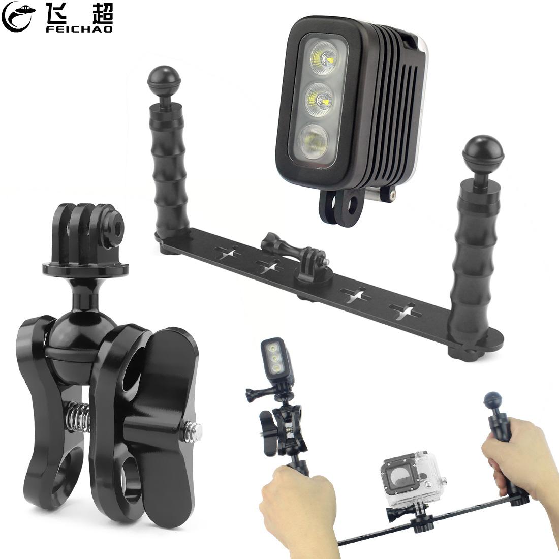 Diving Aluminum Dual Handle Tray Stabilizer Rig BallHead for Underwater Camera Housing Case Fill Light Bracket for Gopro 9 8 5