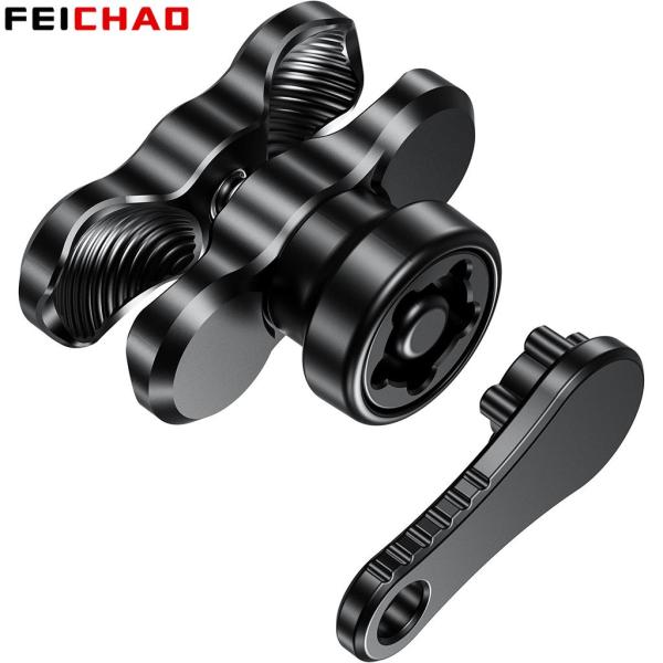 Dual Holes Butterfly Ball Clamp Mount CNC Aluminum for Diving Underwater Arm Video Light Bracket 1 inch Ball Adapter Tripod Clip