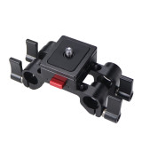 Mini Lightweight Quick Release V-Lock Plate with 1/4 M4 Mounting Holes / 15mm Dual Rod Rail Clamp For DSLR Camera Accessories
