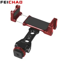 360 Rotatable Vertical Shooting Mobile Phone Clamp Holder Live Bracket Clip 2x Cold Shoe Mount for Smartphone Vlog Camera Tripod