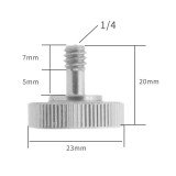 2Pcs 20mm 1/4 Male to Female Socket Screw Adapter Thumb Knob Tripod Cameras Stand L Type Flash LED Bracket Mount Accessories