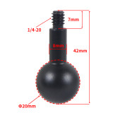 20mm Ballhead Converter to 1/4 Screw Adapter for Car Monitor GPS Cell Phone Holder Joint Ball Mount Base for OSMO 360/GoPro Action Camera