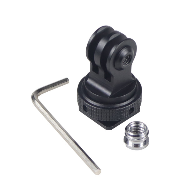Rotatable Three-card Slot to Cold Shoe Mount Adapter with 3/8 Male to 1/4 Female Screw Compatible with GoPro 13 Action Camera Accessories