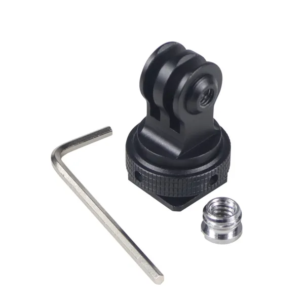 Rotatable Three-card Slot to Cold Shoe Mount Adapter with 3/8 Male to 1/4 Female Screw Compatible with GoPro 13 Action Camera Accessories