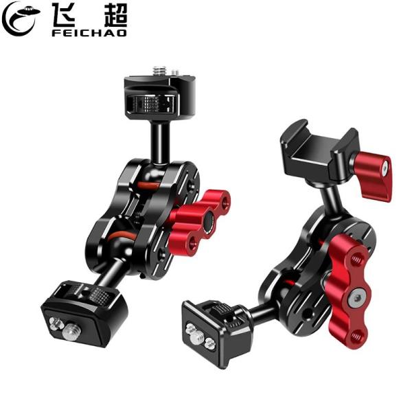 Dual Head Magic Arm with 20mm Ballhead NATO Clamp Cold Shoe Mount 1/4 Screw for DSLR Camera Cage Fill Light Monitor Mic Bracket