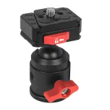 DSLR Camera Tripod Ball Head with 1/4 Thread Cold Shoe Mount V Port Quick Release Plate for Fill Light Mic Stand Max Load 12KG