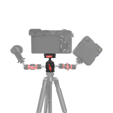 DSLR Camera Tripod Ball Head with 1/4 Thread Cold Shoe Mount V Port Quick Release Plate for OS-MO 360 Camera Fill Light Mic Stand Max Load 12KG