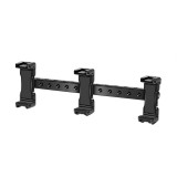 Triple Cell Phone Holder Clamp with Cold Shoe Mount for Live Broadcast Selfie Phone Crossbar Bracket Microphone Fill Light Stand