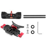 15mm Rod Clamp Double Holes 1/4 3/8 Single Knob for DSLR Camera Cage Rig Telephoto Lens Holder Support Rail Quick Release Plate