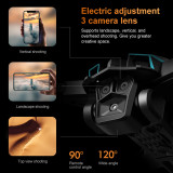 K12MAX RC FPV Drone Three Camera WiFi FPV ESC HD 3 Lens 360° Obstacle Avoidance Optical Flow Positioning Brushless Motors Toys