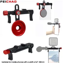 Mobile Phone Top Extension Clip & 37mm/17mm Lens Filter Ring Adapter Cold Shoe 1/4 Mount Aluminum for Apple Huawei Vlog Bracket
