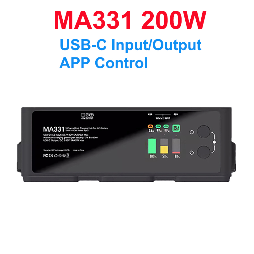 ISDT MA331 Air 3 Charging Hub,200W 3 Channel Smart Battery Charger with APP Connection LCD Display and Discharge for RC Drone
