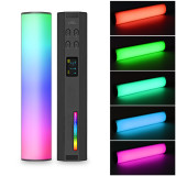 W200RGB LED Video Light Rechargeable RGB Handheld Light 2500K-9000K Dimmable with Mini Desktop Tripod for Vlog Live Streaming